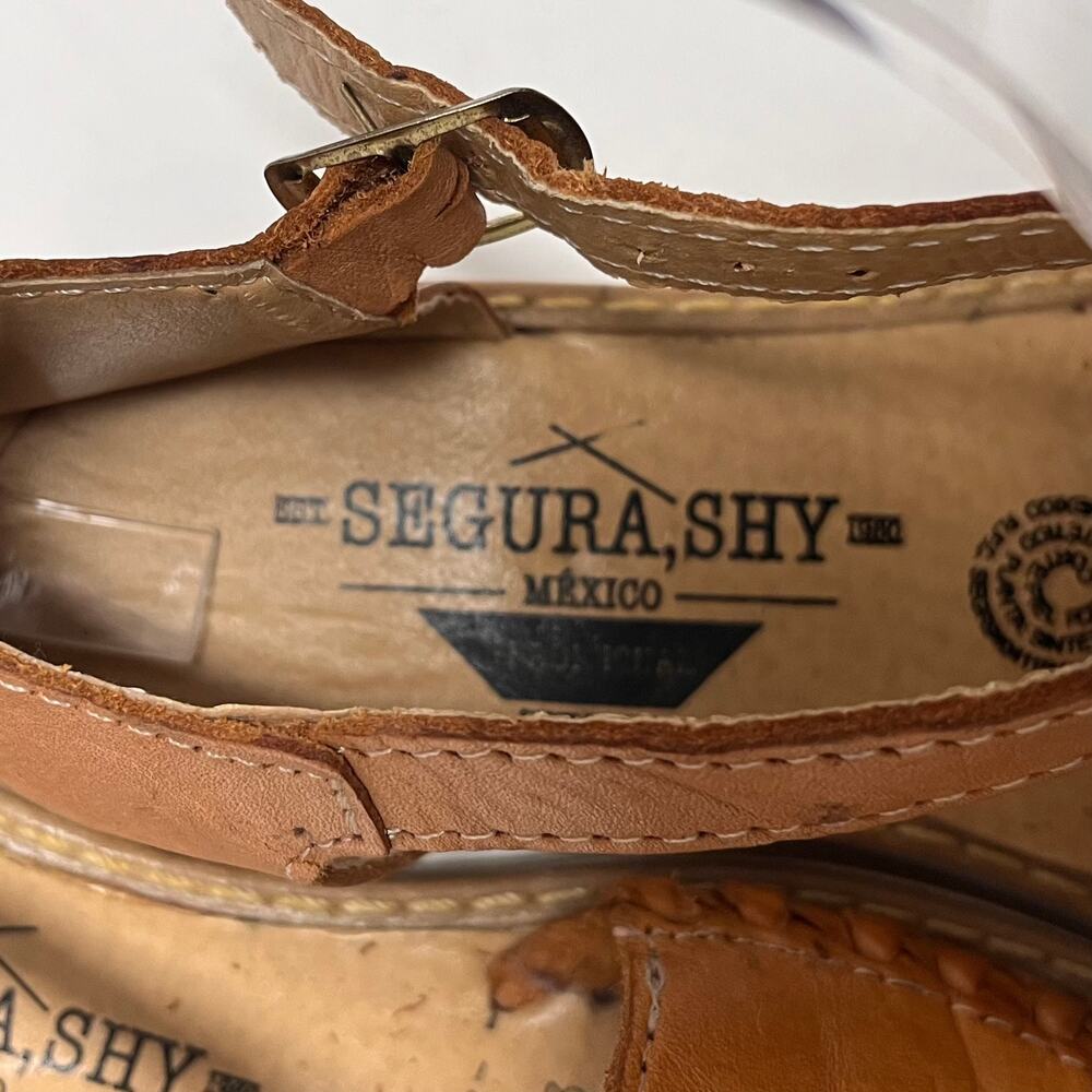 Segura Shy Sunflower Embroidered Leather Huarache Sandals Boho 6/37 Artisan - Picture 7 of 10